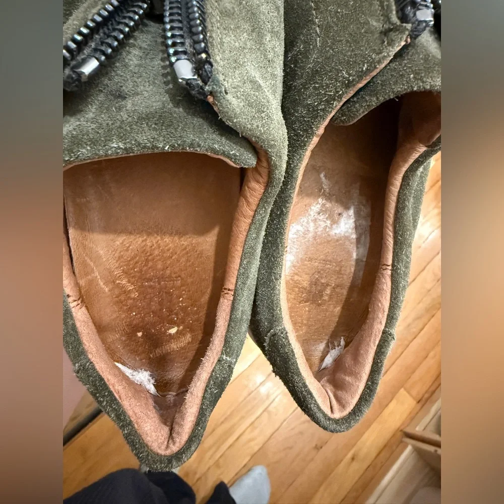 Frye Lena green suede top zip sneakers size 7M - Picture 2 of 4